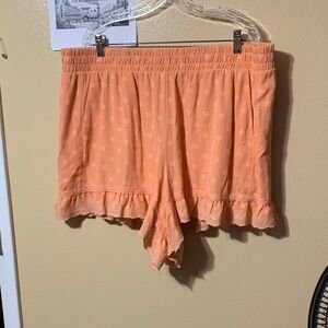 #275 size 2 Torrid Orange High Waist Ruffle lined Shorts w/ pockets